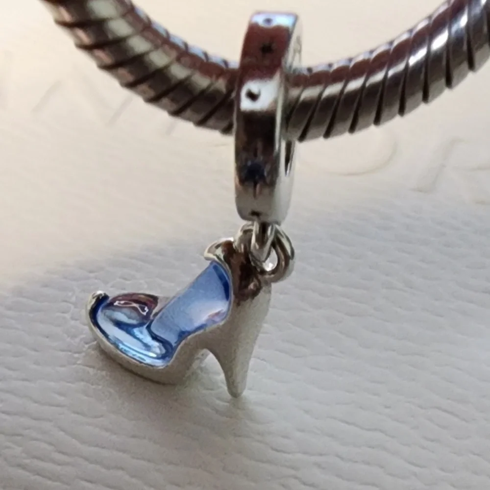 NWOT Pandora x Disney Cinderella's Glass Slipper Charm Blue Crystal - 793071C - Picture 14 of 16